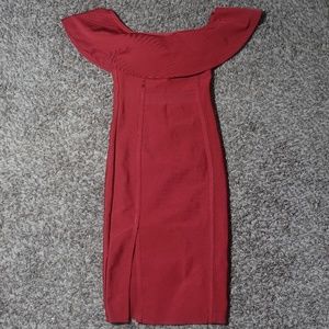Red Bandage Slit Dress